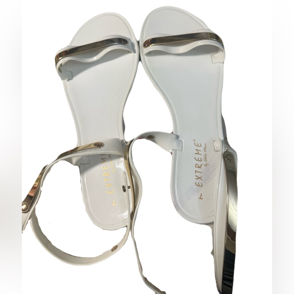 Women's White and Silver Sandals